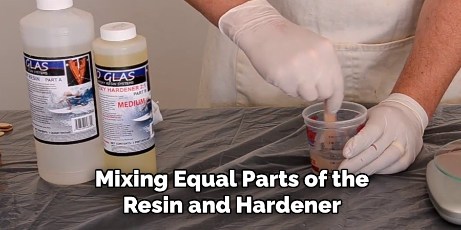 Mixing Equal Parts of the Resin and Hardener